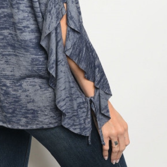 CLEARANCE MARLIN Navy Ruffle - top - Picture 4 of 4